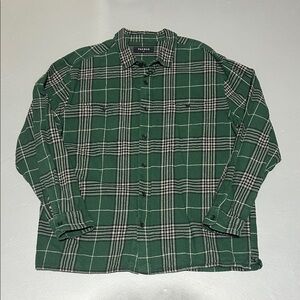 Pacsun Plaid Green Heavyweight Flannel Button-Down Shirt (Men XL)
